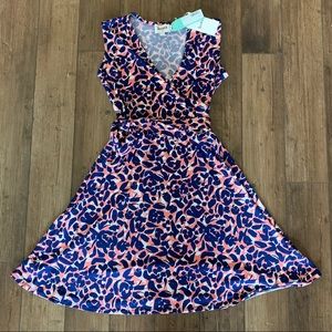 Pink and Blue Floral Leota Wrap Dress